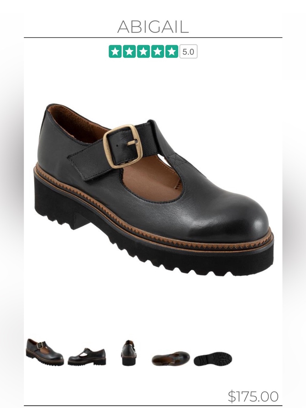 Bueno Abigail Black Leather Mary Jane with Buckle